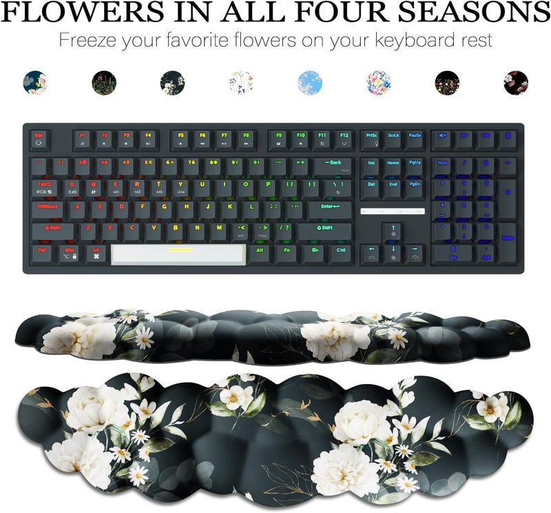 JIKIOU Cloud Wrist Rest Keyboard, Cloud Keyboard Wrist Pad Set with Comfortable Cloth, Cute Arm Rest for Palm Support, PC/Gaming Desk Accessories/Office Setup/Computer Hand Cushion Peony - Image 3